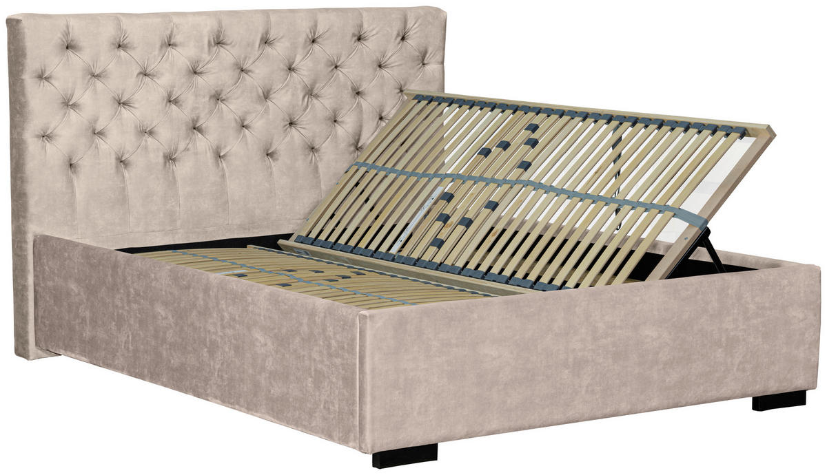 POLSTERBETT 180/200 cm  in Creme  - Creme/Schwarz, Design, Holz/Textil (180/200cm) - Boxxx