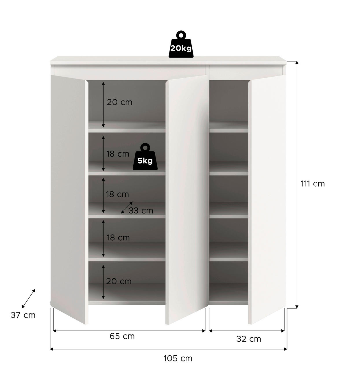 BOTNÍK, bílá, 105/111/37 cm - bílá/černá, Design, kompozitní dřevo/plast (105/111/37cm) - Livetastic