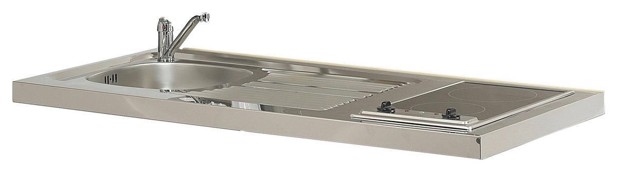 SCHRANKKÜCHE 104/193/67 cm  Grau  - Weiss/Edelstahlfarben, Modern, Holzwerkstoff/Metall (104/193/67cm) - Respekta