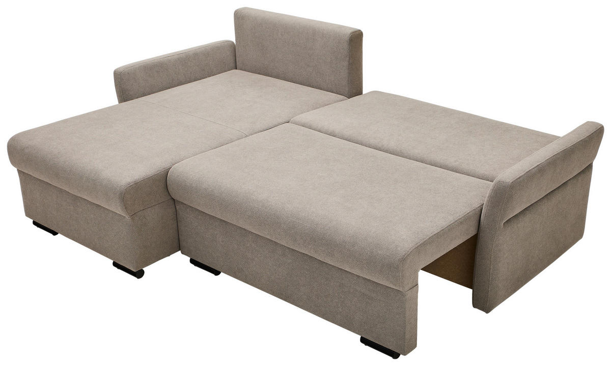 ECKSOFA in Webstoff Grau  - Schwarz/Grau, KONVENTIONELL, Kunststoff/Textil (223/148cm) - Ti'me