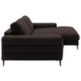 ECKSOFA  in Flachgewebe Mokka  253/177 cm  - Schwarz/Mokka, Design, Textil/Metall (253/177cm) - Dieter Knoll