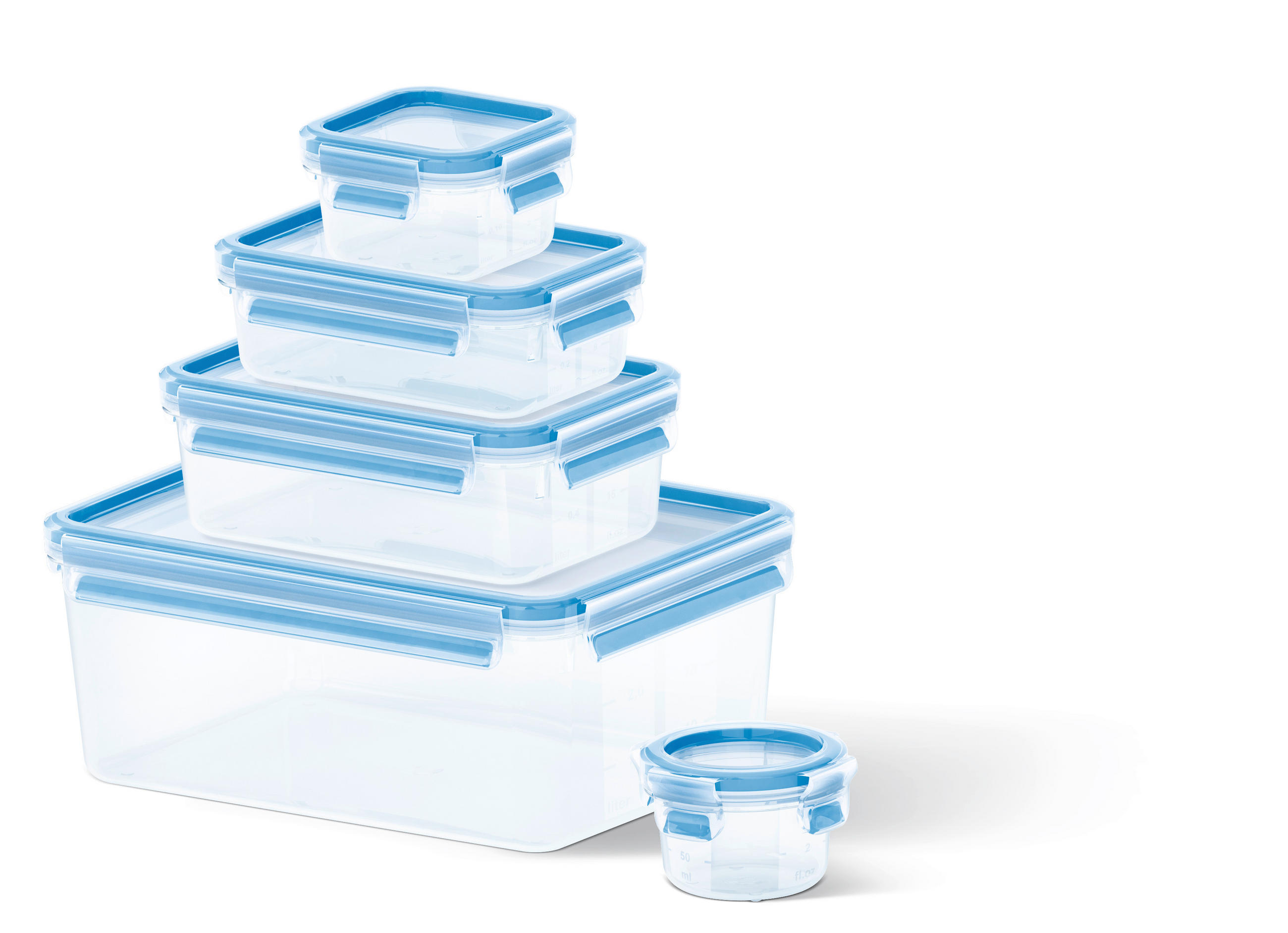 VORRATSDOSENSET 5-teilig  - Blau/Transparent, Basics, Kunststoff - Emsa