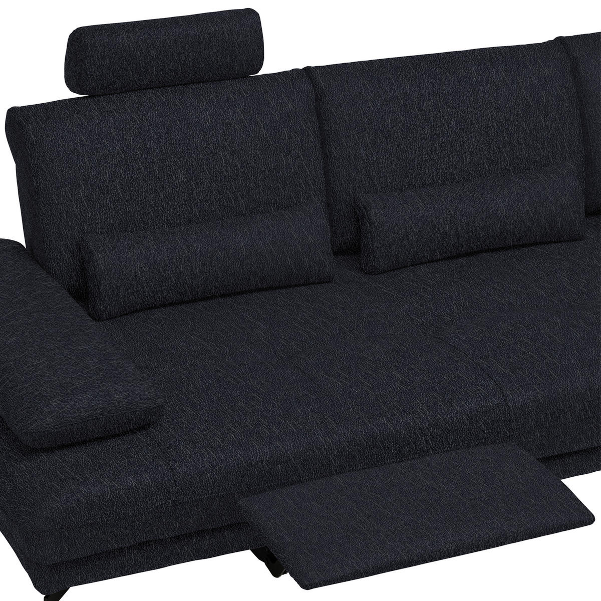 ECKSOFA in Echtleder Schwarz  - Schwarz, Design, Leder/Metall (273/187cm) - Celina Home