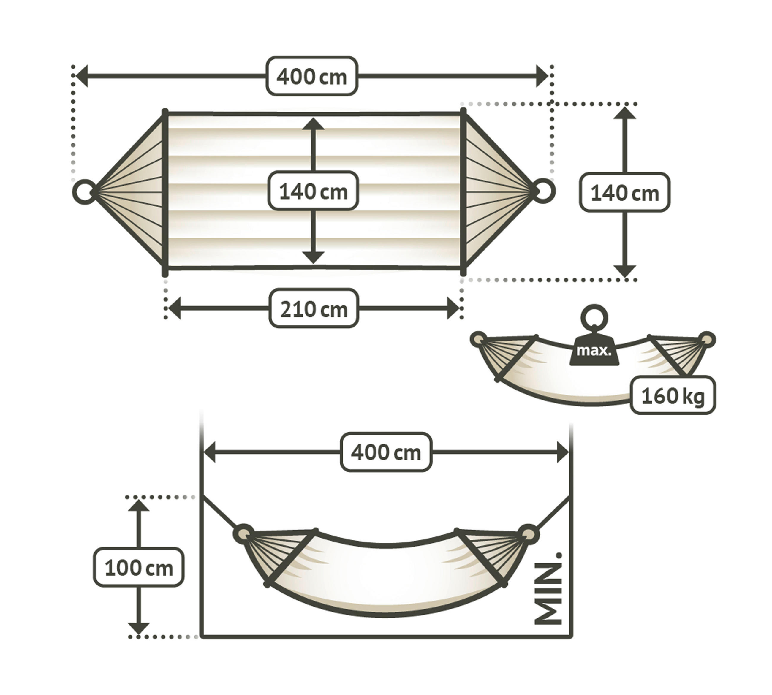 HÄNGEMATTE kingsize bar outd.  - Dunkelrot, KONVENTIONELL, Holz/Textil (140/400/210cm) - La Siesta