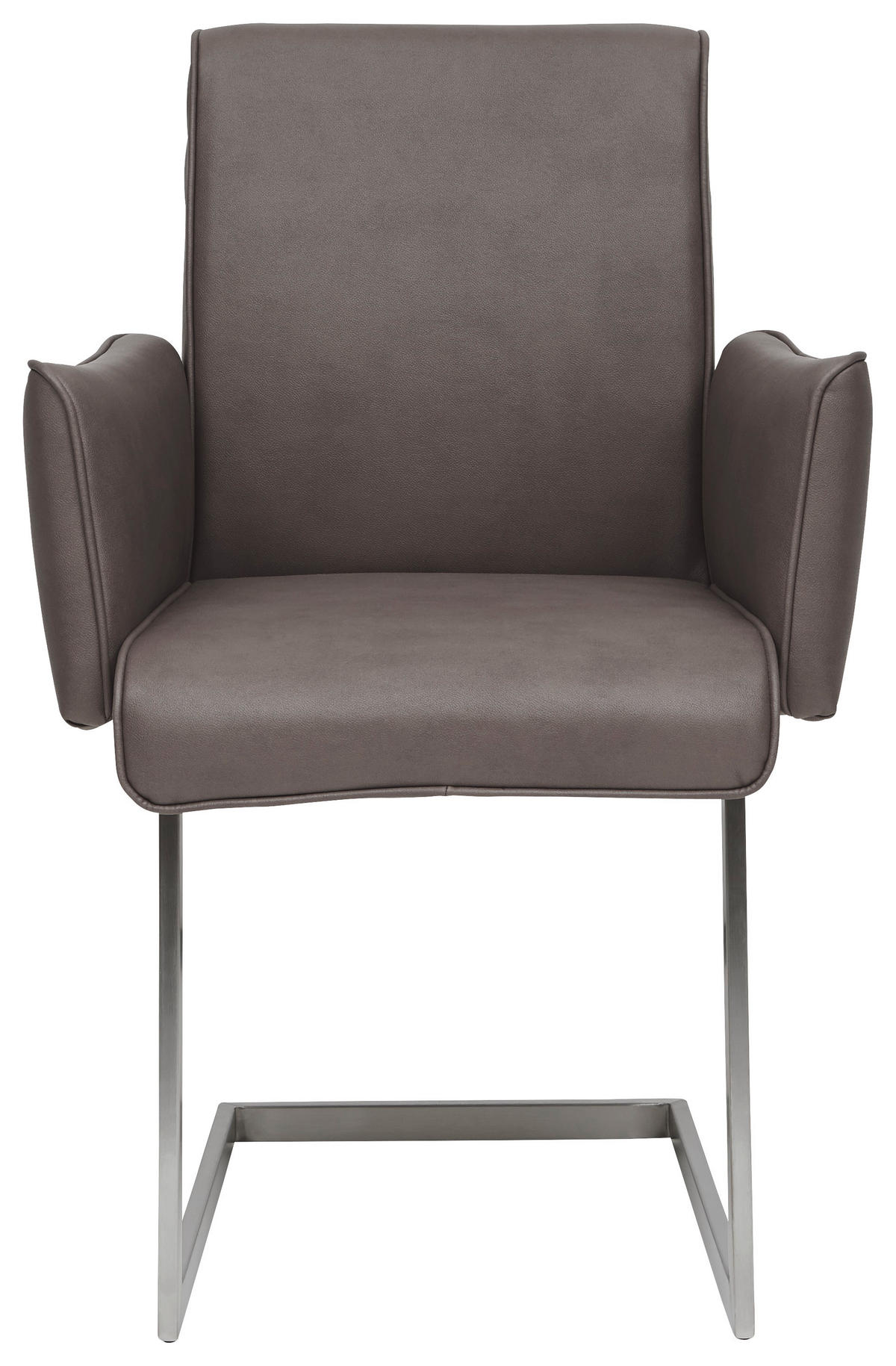 ARMLEHNSTUHL  in Stahl Mikrofaser  - Edelstahlfarben/Braun, Design, Holzwerkstoff/Textil (63/91/60cm) - Dieter Knoll