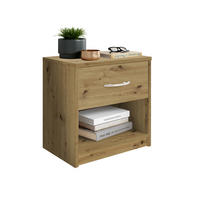 NOČNÝ STOLÍK, dub artisan, 39/41/28 cm - dub artisan/hliníková, Konventionell, kompozitné drevo/plast (39/41/28cm) - Carryhome