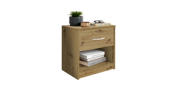 NACHTKÄSTCHEN 39/41/28 cm  in Eiche Artisan  - Alufarben/Eiche Artisan, KONVENTIONELL, Holzwerkstoff/Kunststoff (39/41/28cm) - Carryhome