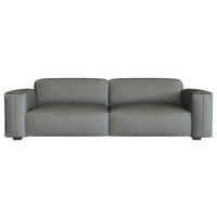 3-SITZER-SOFA Echtleder Dunkelgrau  - Dunkelgrau/Schwarz, Design, Leder/Holz (252/73/102cm) - Livetastic