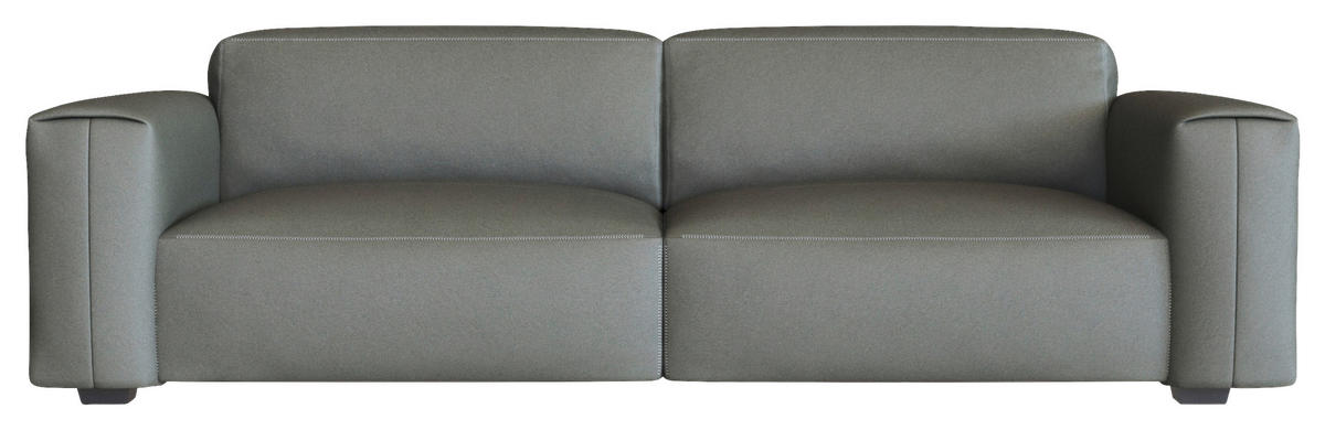 3-SITZER-SOFA Echtleder Dunkelgrau  - Dunkelgrau/Schwarz, Design, Leder/Holz (252/73/102cm) - Livetastic