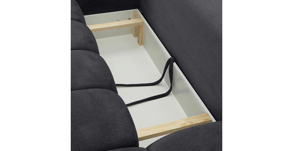 ECKSOFA Anthrazit Plüsch Zierkissen, Rückenkissen, Bettkasten, Schlaffunktion, Rücken echt, Liegefläche im Originalstoff  - Anthrazit/Schwarz, KONVENTIONELL, Kunststoff/Textil (253/192cm) - Carryhome