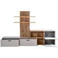 WOHNWAND  in Eichefarben, Greige  296/190/40 cm  - Greige/Eichefarben, MODERN, Holzwerkstoff/Kunststoff (296/190/40cm) - Carryhome