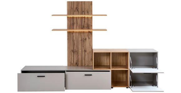 WOHNWAND  in Eichefarben, Greige  296/190/40 cm  - Greige/Eichefarben, MODERN, Holzwerkstoff/Kunststoff (296/190/40cm) - Carryhome