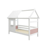 HAUSBETT 90/200 cm,  in Rosa, Weiß, Rollrost  - Rosa/Weiß, MODERN, Holz (90/200cm) - Chameo