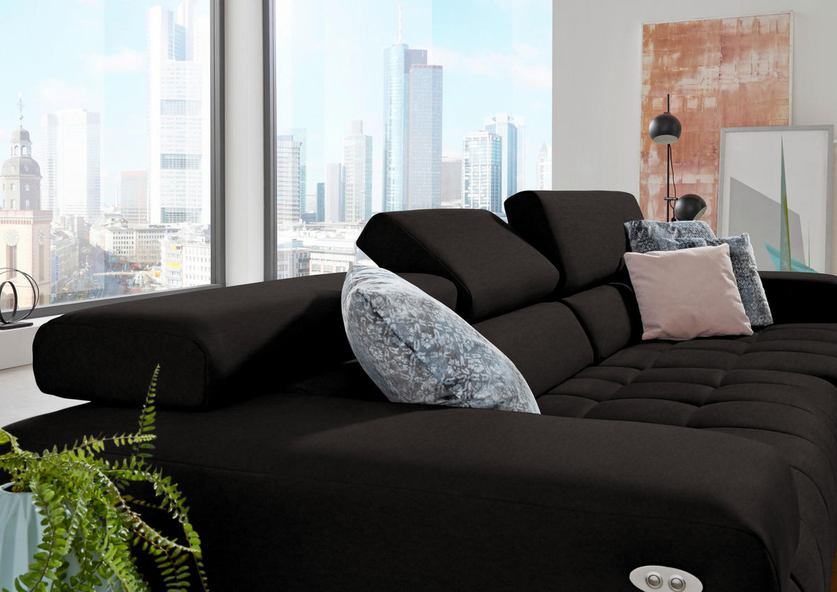 ECKSOFA  in Mikrofaser Dunkelbraun  335/190 cm  - Dunkelbraun/Silberfarben, Design, Textil/Metall (335/190cm) - Beldomo Speed