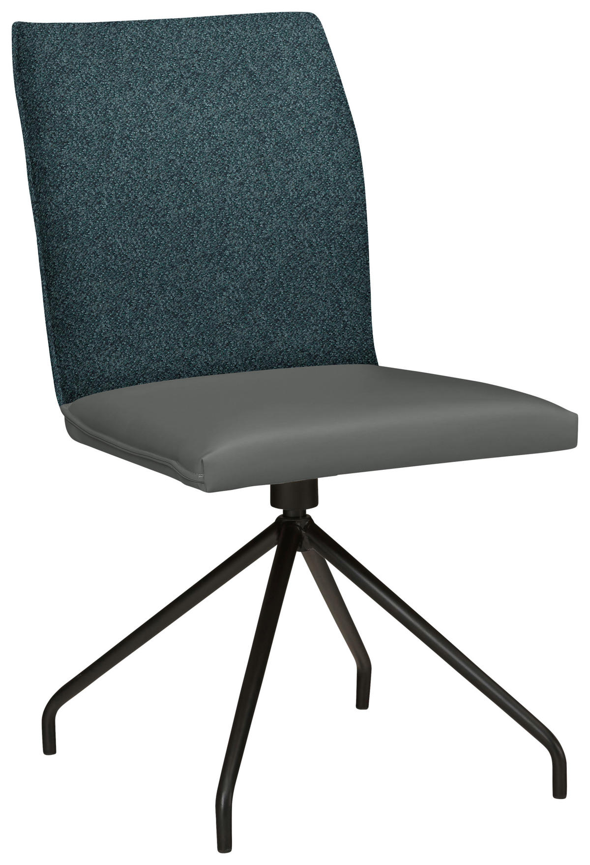 STUHL  in Stahl Webstoff, Mikrofaser Metall, Textil  - Graublau/Schwarz, Design, Textil/Metall (49/91/60cm) - Moderano