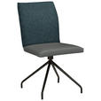 STUHL  , Stoffauswahl, Typenauswahl, Sitzfläche 360° drehbar  , Webstoff, Mikrofaser  ,  - Graublau/Schwarz, Design, Textil/Metall (49/91/60cm) - Moderano
