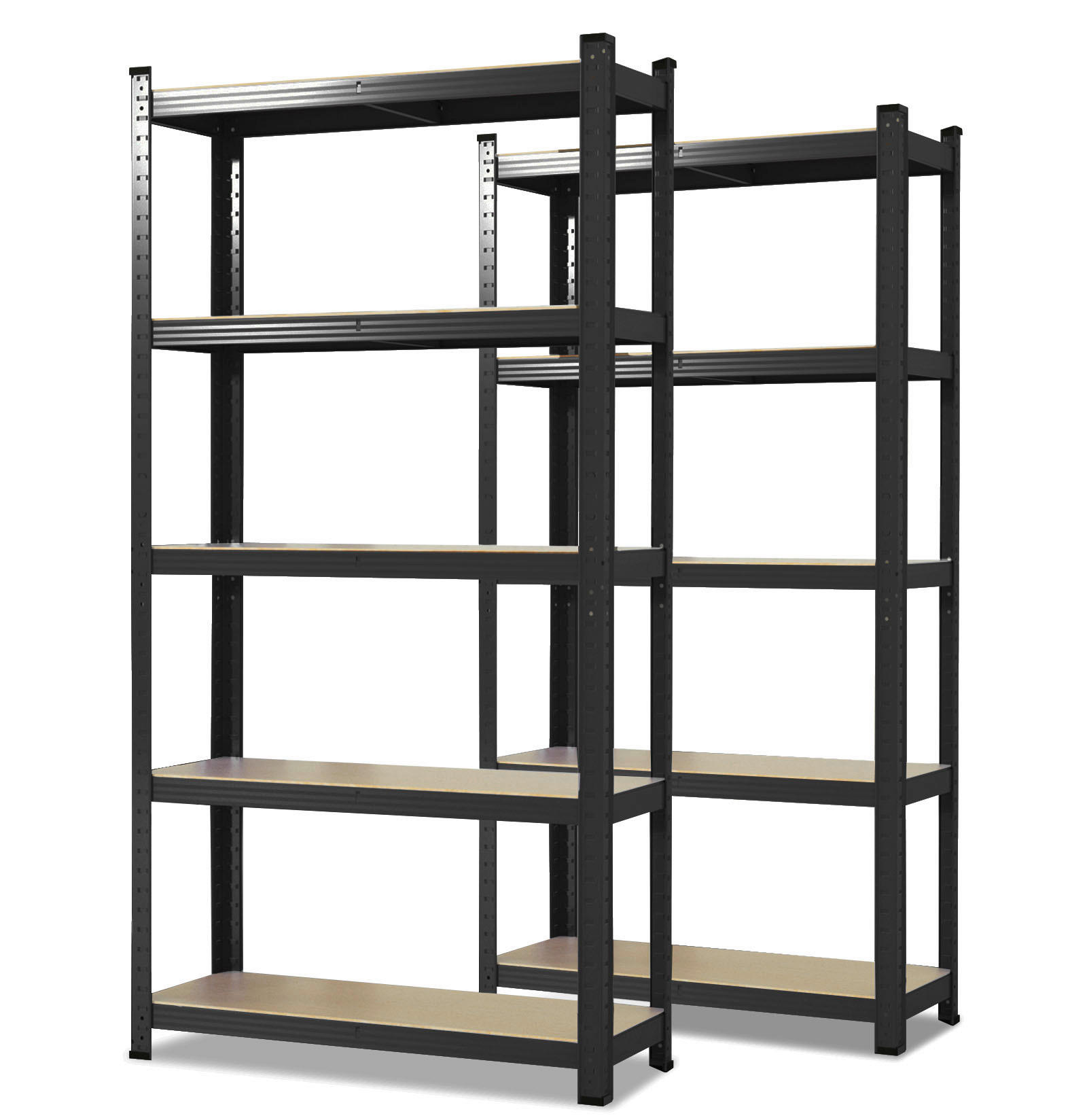Floordirekt Schwerlastregal Lakota 2er Set Schwarz 75x150x30 cm