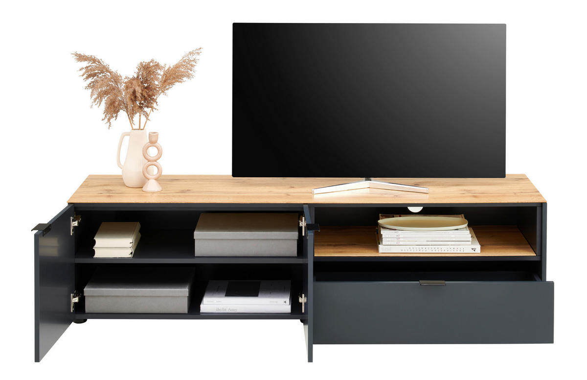 TV-BÄNK  i 160/42/42 cm  - svart/antracit, Lifestyle, metall/trämaterial (160/42/42cm) - Novel