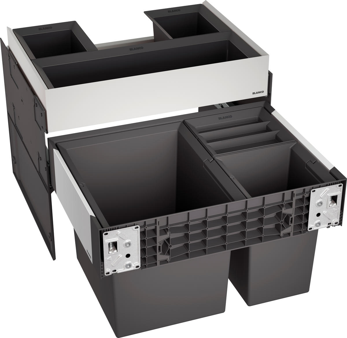 EINBAUABFALLSAMMLER SELECT II XL 60/3 ORGA 30 / 8 / 8 L  - Edelstahlfarben/Schwarz, Basics, Kunststoff/Metall (56,2/45,8/45,0cm) - Blanco