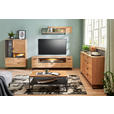 HIGHBOARD  in 95/139/38 cm  - Dunkelgrau/Eichefarben, KONVENTIONELL, Glas/Holz (95/139/38cm) - Cantus