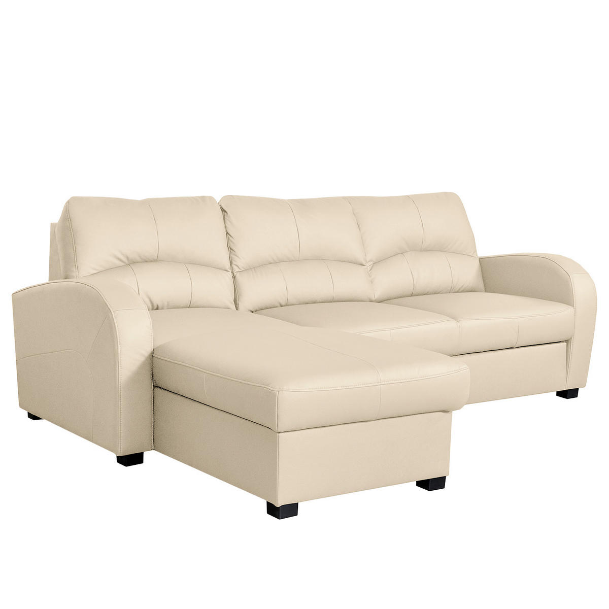 ECKSOFA 168/227 cm TILO in Lederlook Creme Bettkasten  168/227 cm  - Creme/Schwarz, Design, Kunststoff/Textil (168/227cm) - Livetastic