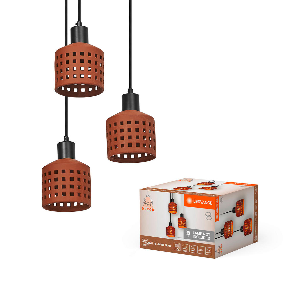 HÄNGELEUCHTE 32,5/150 cm   - Braun, Basics, Stein/Metall (32,5/150cm) - Lucide