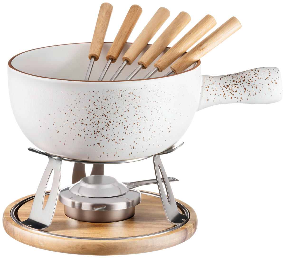 FONDUESET Pintar  - Beige/Braun, Trend, Holz/Keramik - Mäser