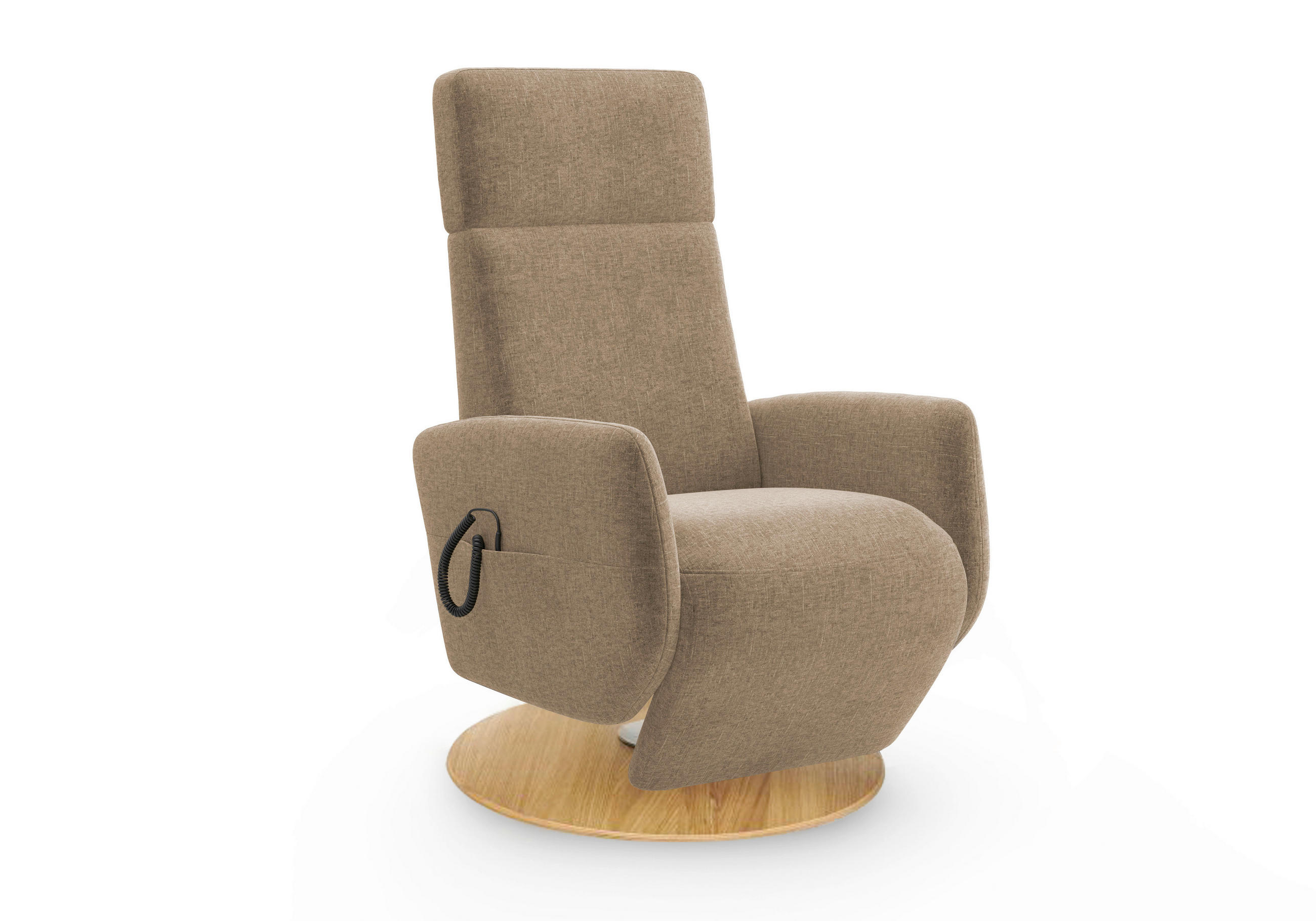 RELAXSESSEL Flachgewebe Aufstehhilfe    - Hellbraun/Eichefarben, KONVENTIONELL, Holz/Textil (71/110/82cm) - Sit & More
