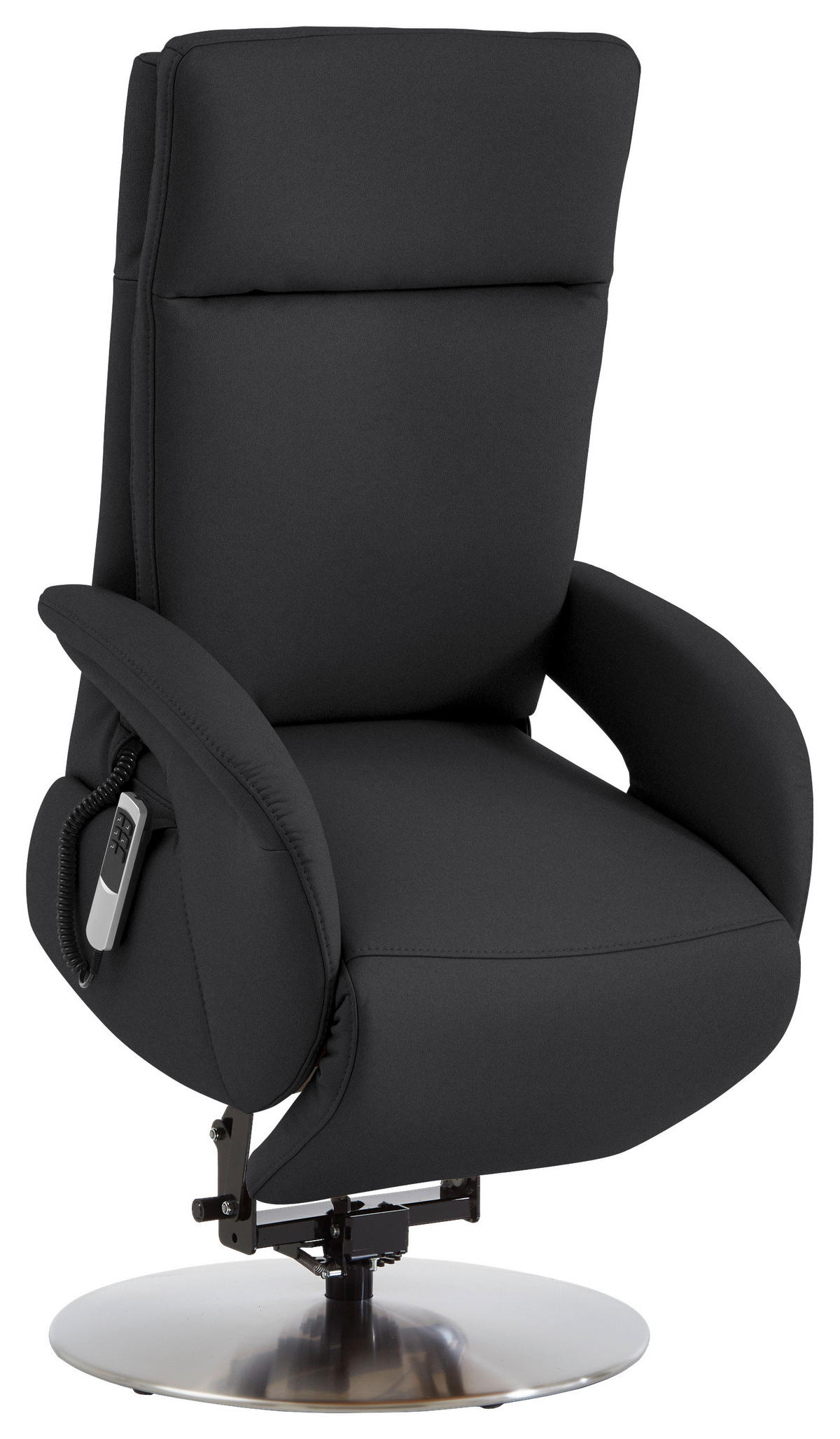 RELAXSESSEL in Leder Schwarz  - Edelstahlfarben/Schwarz, Design, Leder/Metall (70/108/80cm) - Cantus
