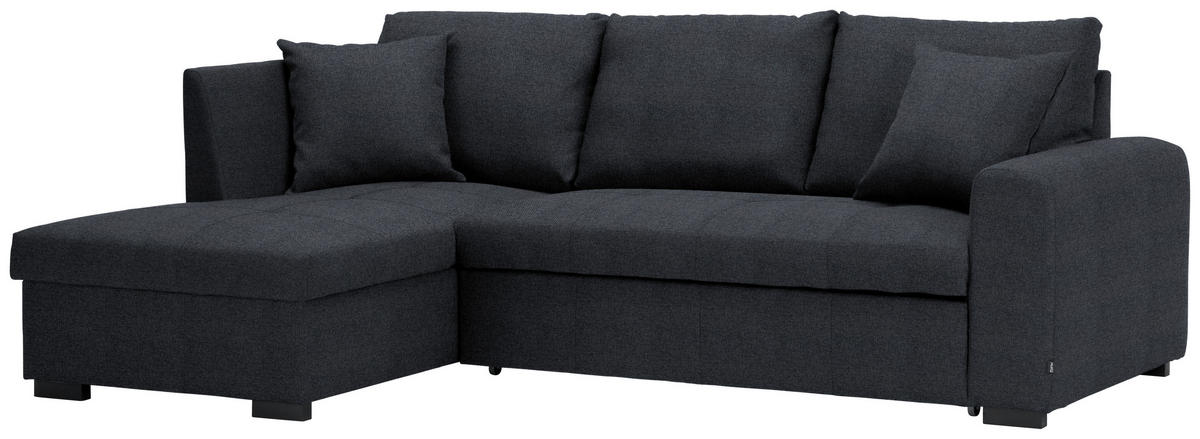 ECKSOFA inkl.Funktionen Dunkelgrau Webstoff  - Dunkelgrau/Schwarz, Design, Kunststoff/Textil (158/238cm) - Xora