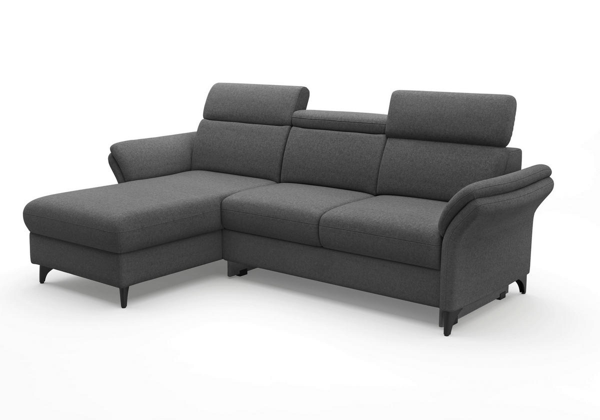 ECKSOFA Flachgewebe Dunkelgrau  - Dunkelgrau/Schwarz, Konventionell, Textil/Metall (166/253cm) - Sit & More