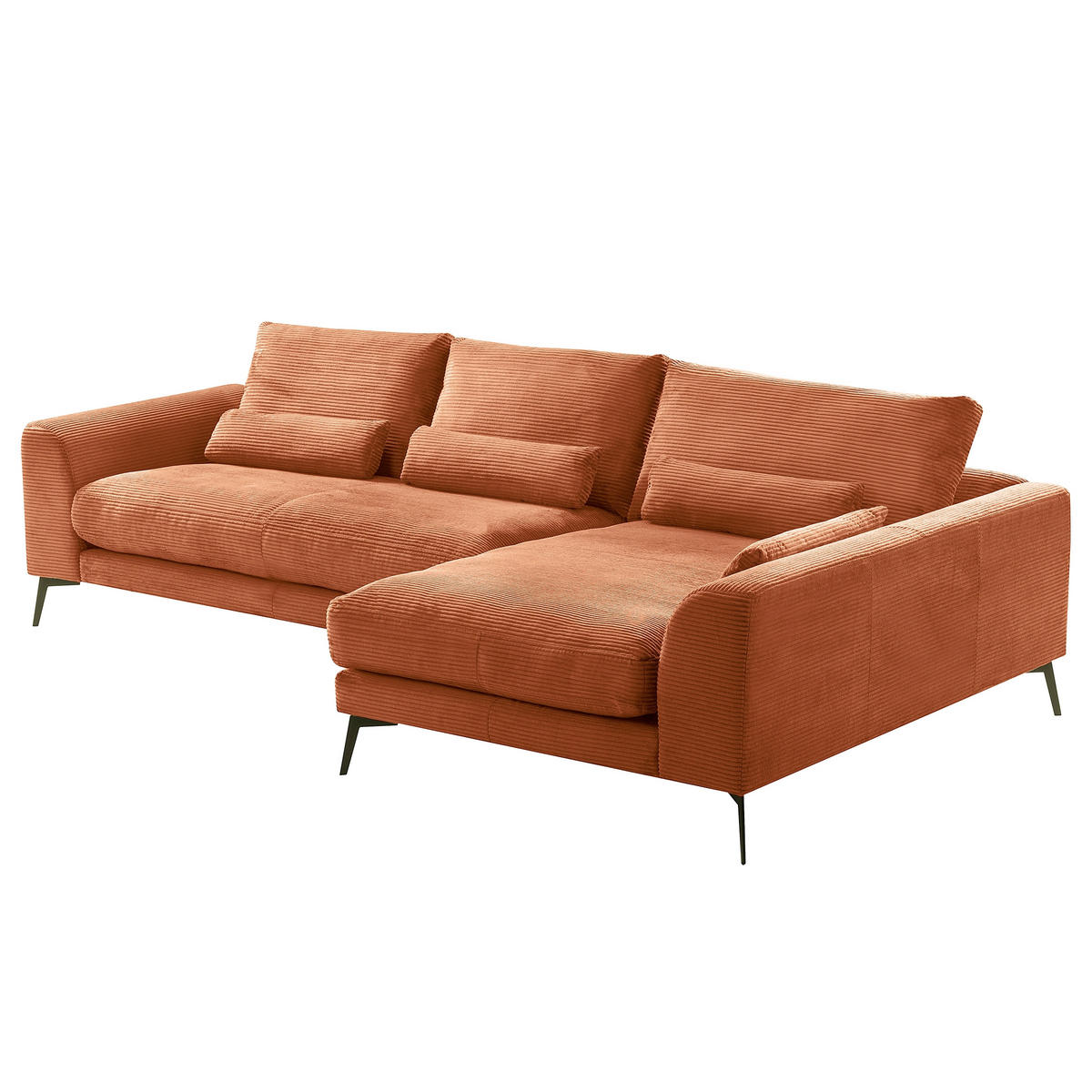 ECKSOFA Kupferfarben Cord Nierenkissen, Rückenkissen  - Schwarz/Kupferfarben, Design, Textil/Metall (313/172cm) - P & B