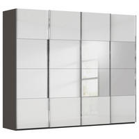 SCHWEBETÜRENSCHRANK 271/235/68 cm 4-türig Graphitfarben, Weiß  - Chromfarben/Graphitfarben, Design, Glas/Holzwerkstoff (271/235/68cm) - Novel