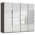 SCHWEBETÜRENSCHRANK  in Graphitfarben, Weiß  - Chromfarben/Graphitfarben, Design, Glas/Holzwerkstoff (271/235/68cm) - Novel