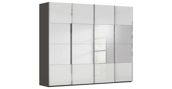 SCHWEBETÜRENSCHRANK  in Graphitfarben, Weiß  - Chromfarben/Graphitfarben, Design, Glas/Holzwerkstoff (271/235/68cm) - Novel