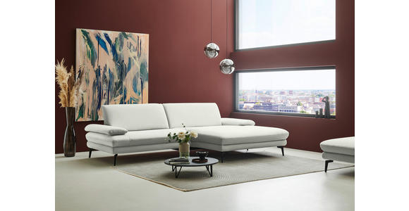 ECKSOFA  in Chenille, Flachgewebe Weiß  284/180 cm  - Schwarz/Weiß, Design, Textil/Metall (284/180cm) - Dieter Knoll