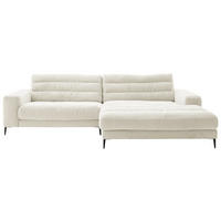 KOTNA SEDEŽNA GARNITURA, rebrasti žamet bela  - črna/bela, Design, kovina/tekstil (296/207cm) - Pure Home Lifestyle
