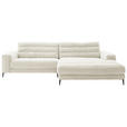ECKSOFA Ottomane rechts  Weiß Cord  - Schwarz/Weiß, Design, Textil/Metall (296/207cm) - Dieter Knoll