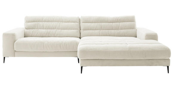 ECKSOFA Ottomane rechts  Weiß Cord  - Schwarz/Weiß, Design, Textil/Metall (296/207cm) - Dieter Knoll