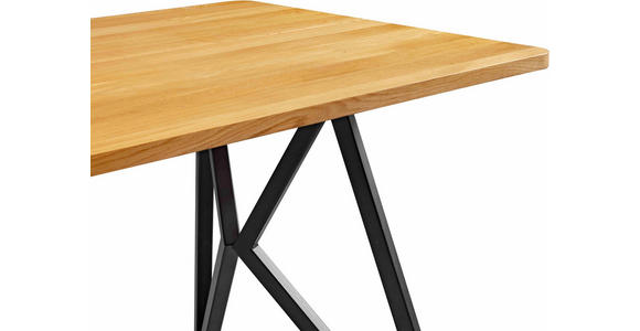 ESSTISCH Eiche vollmassiv - Schwarz, KONVENTIONELL, Holz/Metall (140/80/76cm) - Novel