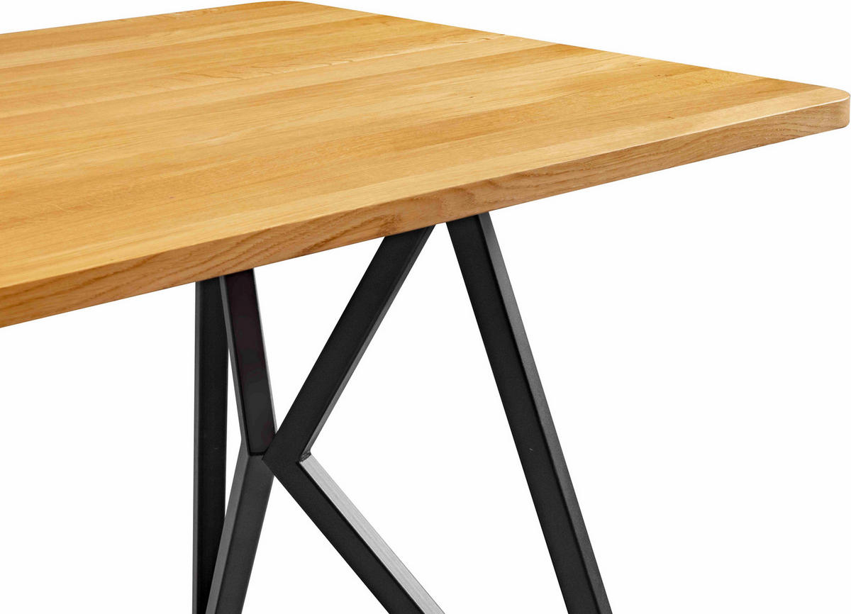 ESSTISCH Eiche vollmassiv  - Schwarz, KONVENTIONELL, Holz/Metall (140/80/76cm) - Novel