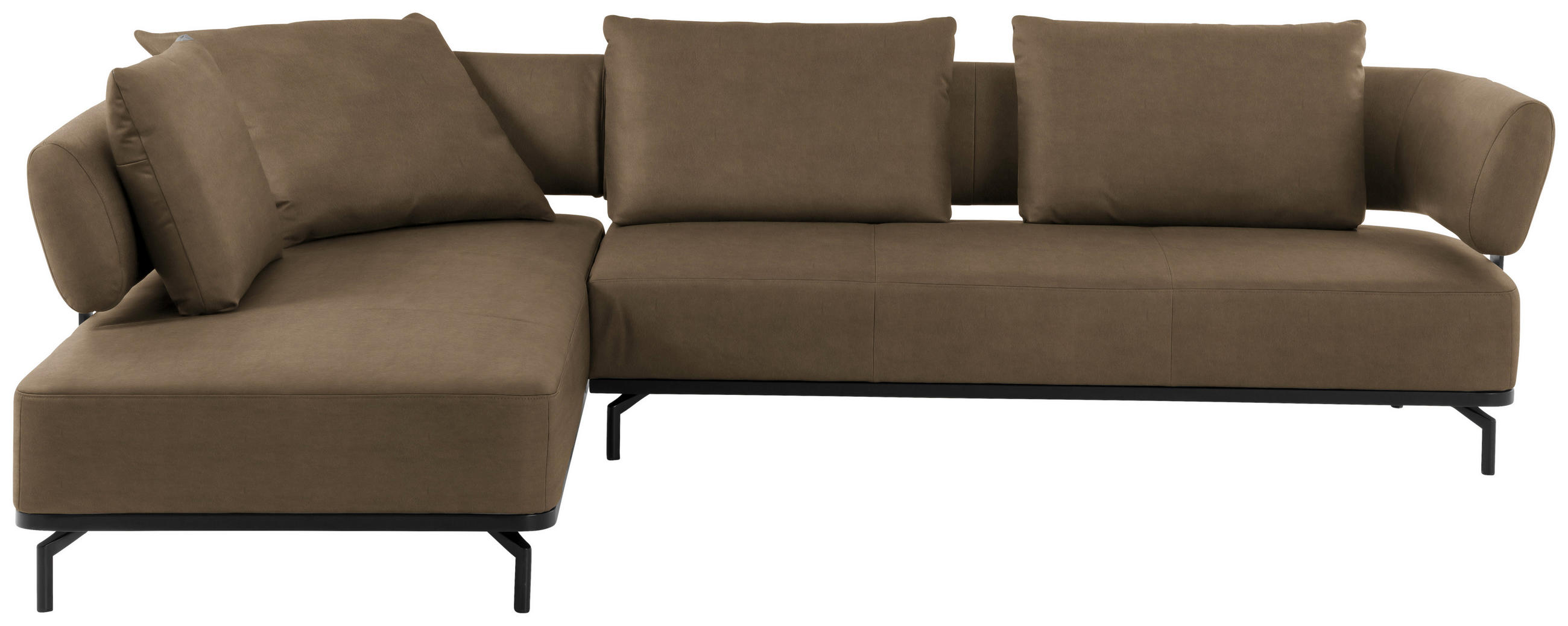 ECKSOFA in Echtleder Braun  - Schwarz/Braun, Design, Leder/Metall (237/302cm) - Dieter Knoll