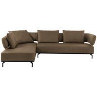 ECKSOFA in Echtleder Braun  - Schwarz/Braun, Design, Leder/Metall (237/302cm) - Dieter Knoll