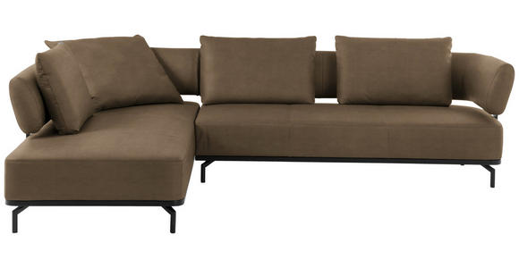 ECKSOFA Braun Echtleder  - Schwarz/Braun, Design, Leder/Metall (237/302cm) - Dieter Knoll