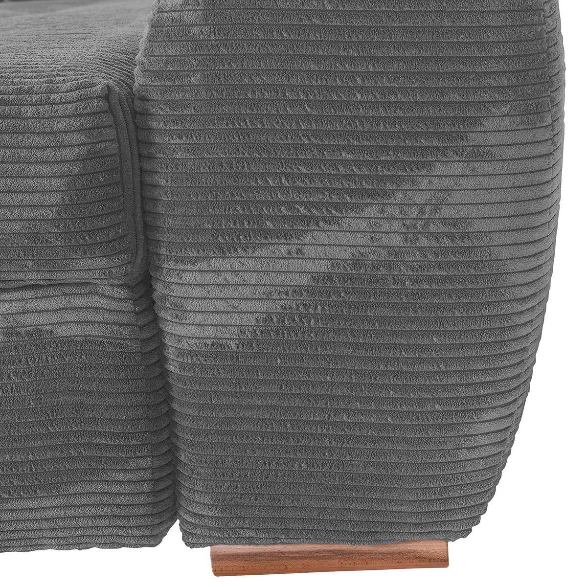 ECKSOFA in Cord Dunkelgrau  - Eichefarben/Dunkelgrau, Konventionell, Holz/Textil (276/177cm) - Carryhome