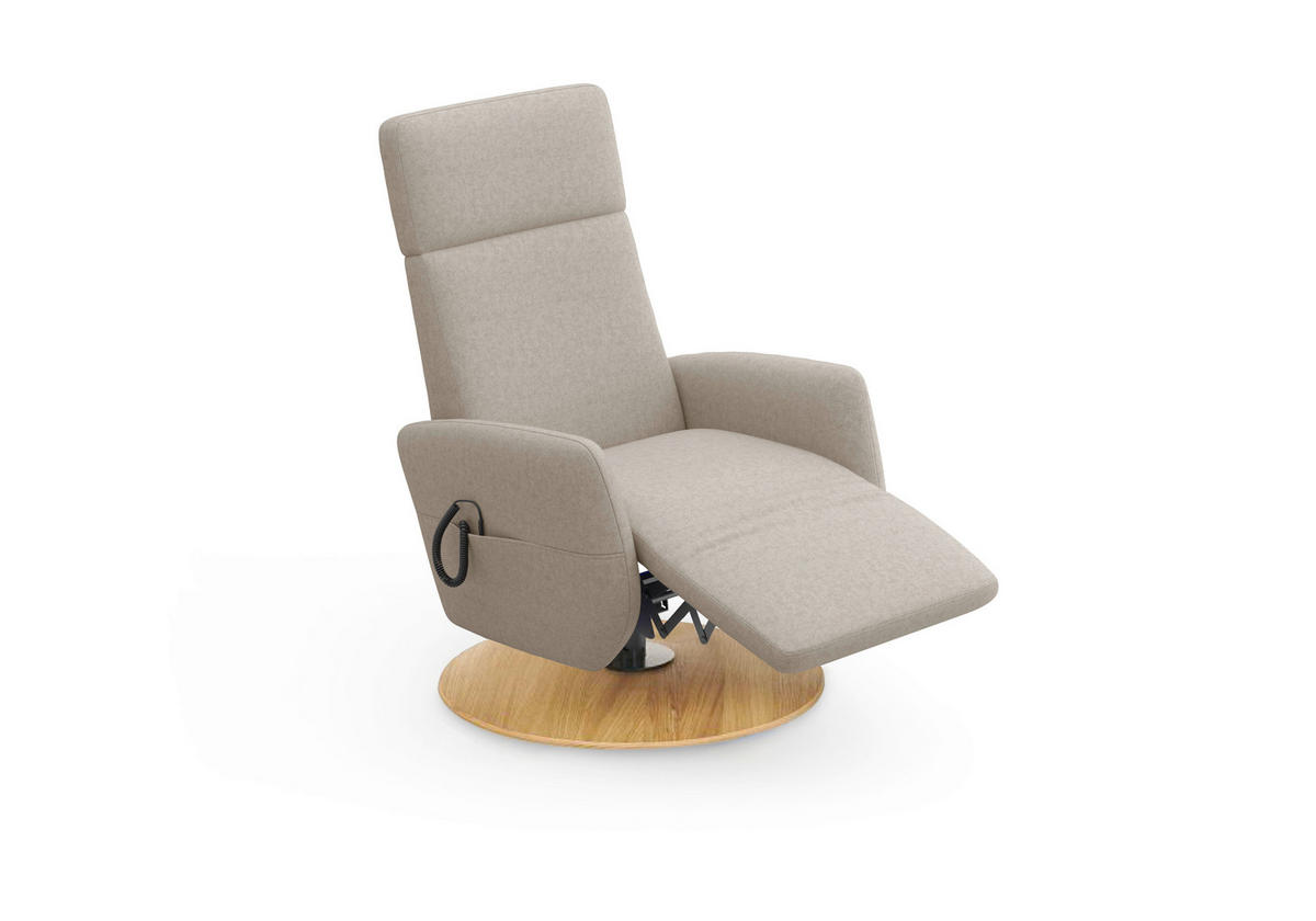 RELAXSESSEL in Textil Taupe  - Taupe/Eichefarben, KONVENTIONELL, Holz/Textil (71/110/82cm) - Sit & More