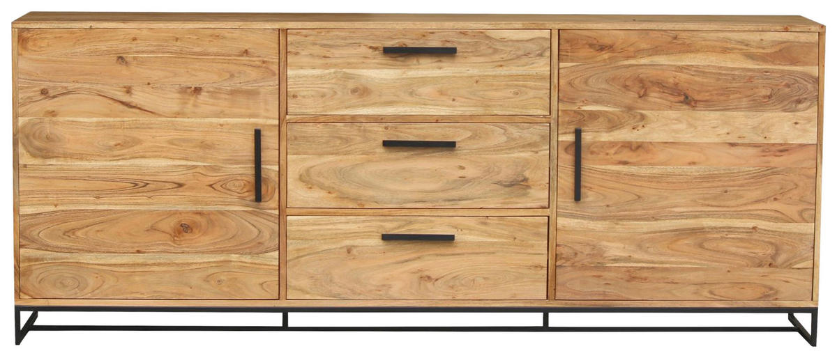 SIDEBOARD  in 200/80/40 cm  - Schwarz/Akaziefarben, Design, Holz/Metall (200/80/40cm) - home24