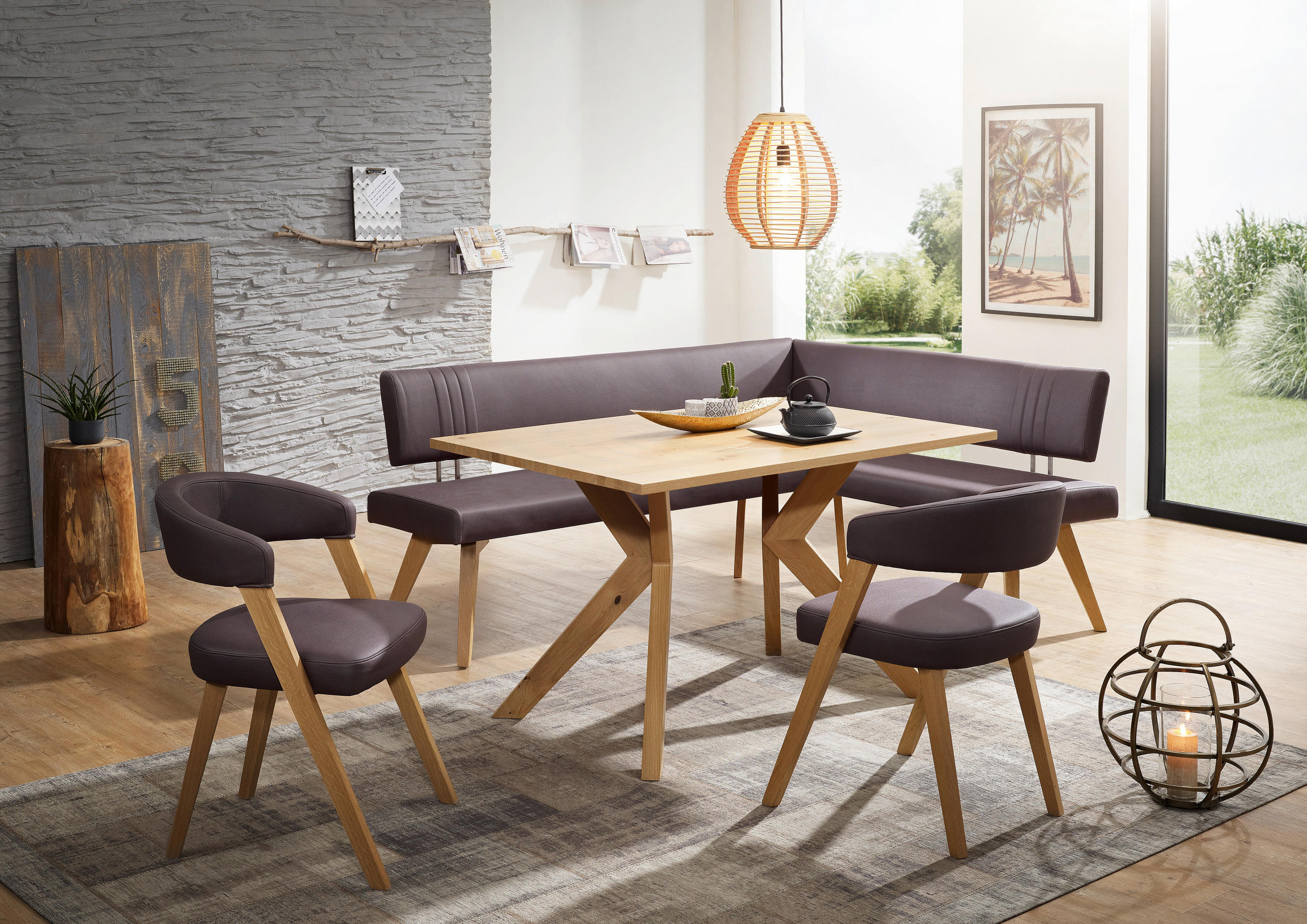 ECKBANK 220/160 cm  in Dunkelbraun, Wildeiche  - Wildeiche/Eichefarben, Design, Holz/Textil (220/160cm) - Venda
