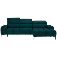 ECKSOFA Petrol Webstoff  - Petrol/Schwarz, Design, Textil/Metall (270/177cm) - Welnova