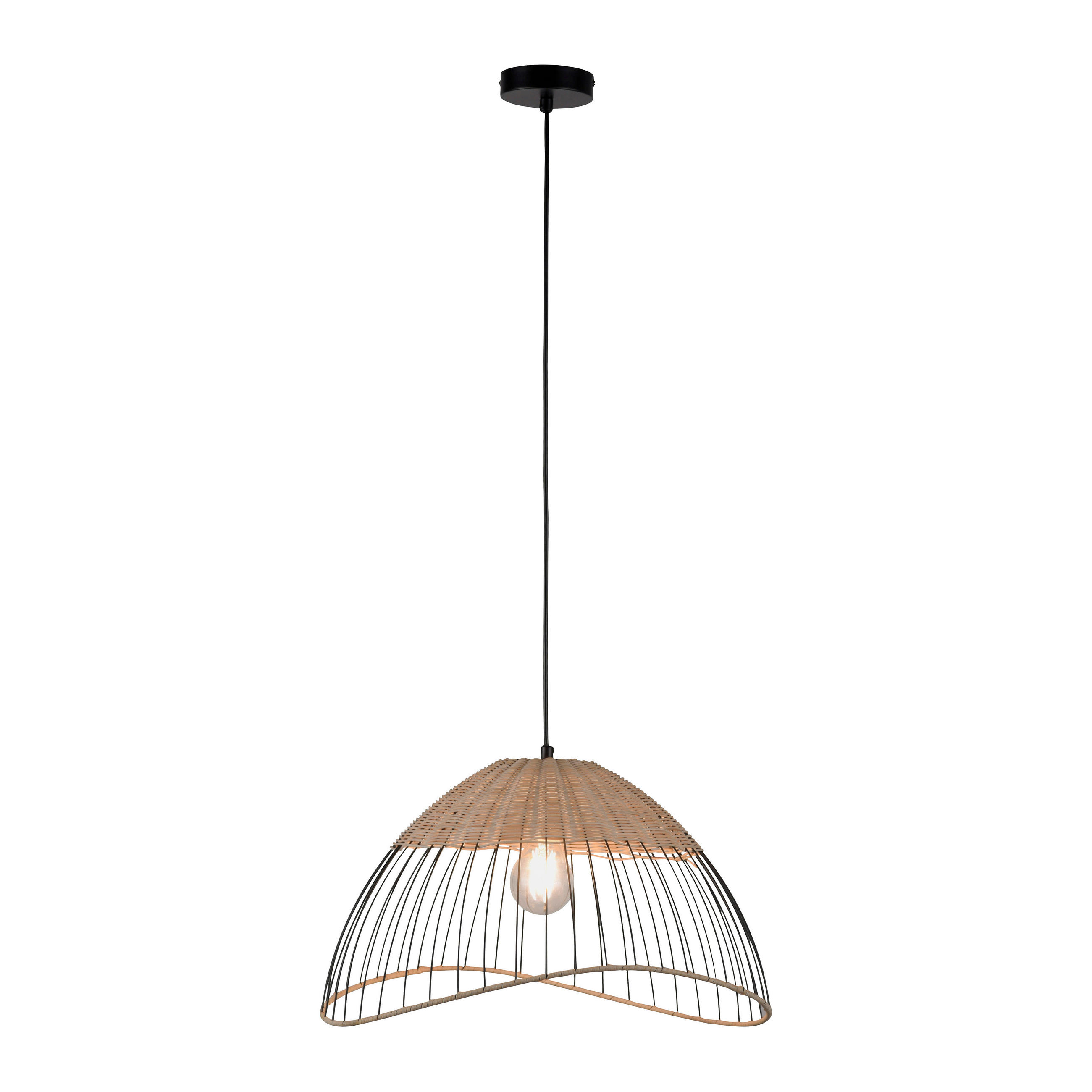 Just Light Hängeleuchte Schwarz, Eukalyptusholz 48x120x48 cm